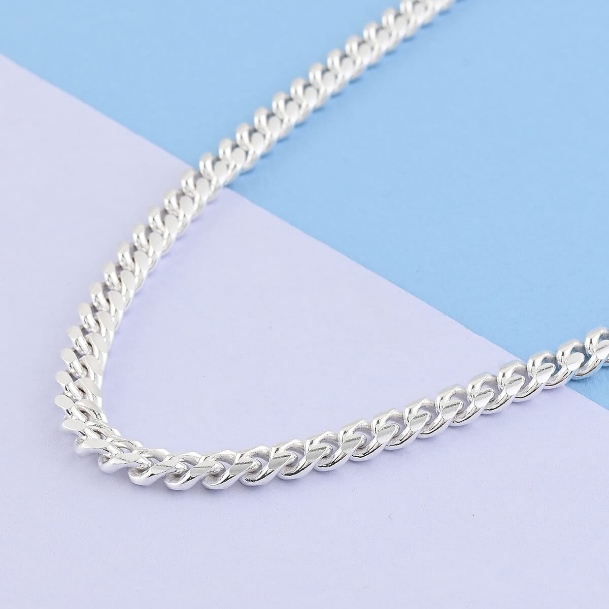 Italian Sterling Silver Curb Chain Necklace 20 Inches 48.60 Grams image number 1