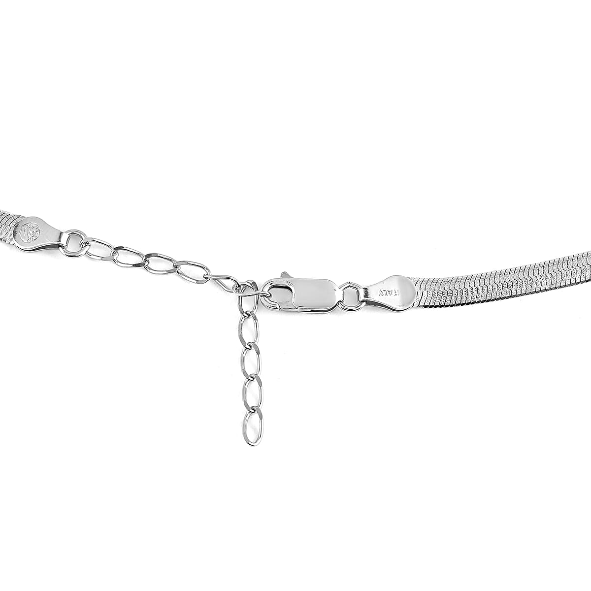 Italian Diamond Cut Herringbone Necklace 18 Inches in Platinum Over Sterling Silver 9.9 Grams image number 1