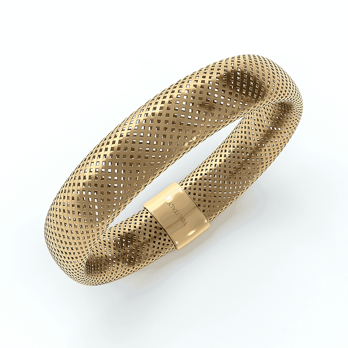 Maestro Gold Collection Italian 10K Yellow Gold Mesh Omega 5mm Stretch Ring (Size 6-9)