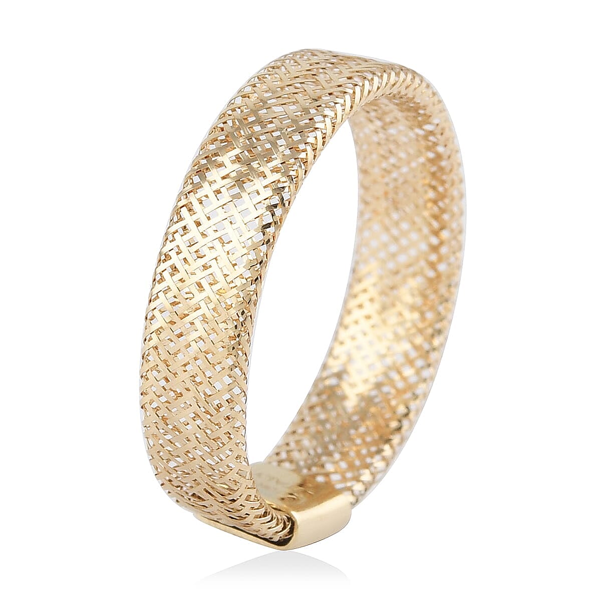 Maestro Gold Collection Italian 10K Yellow Gold Mesh Omega 5mm Stretch Ring (Size 6-9)