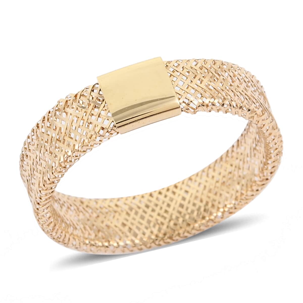 Maestro Gold Collection Italian 10K Yellow Gold Mesh Omega 5mm Stretch Ring (Size 9-12) image number 0
