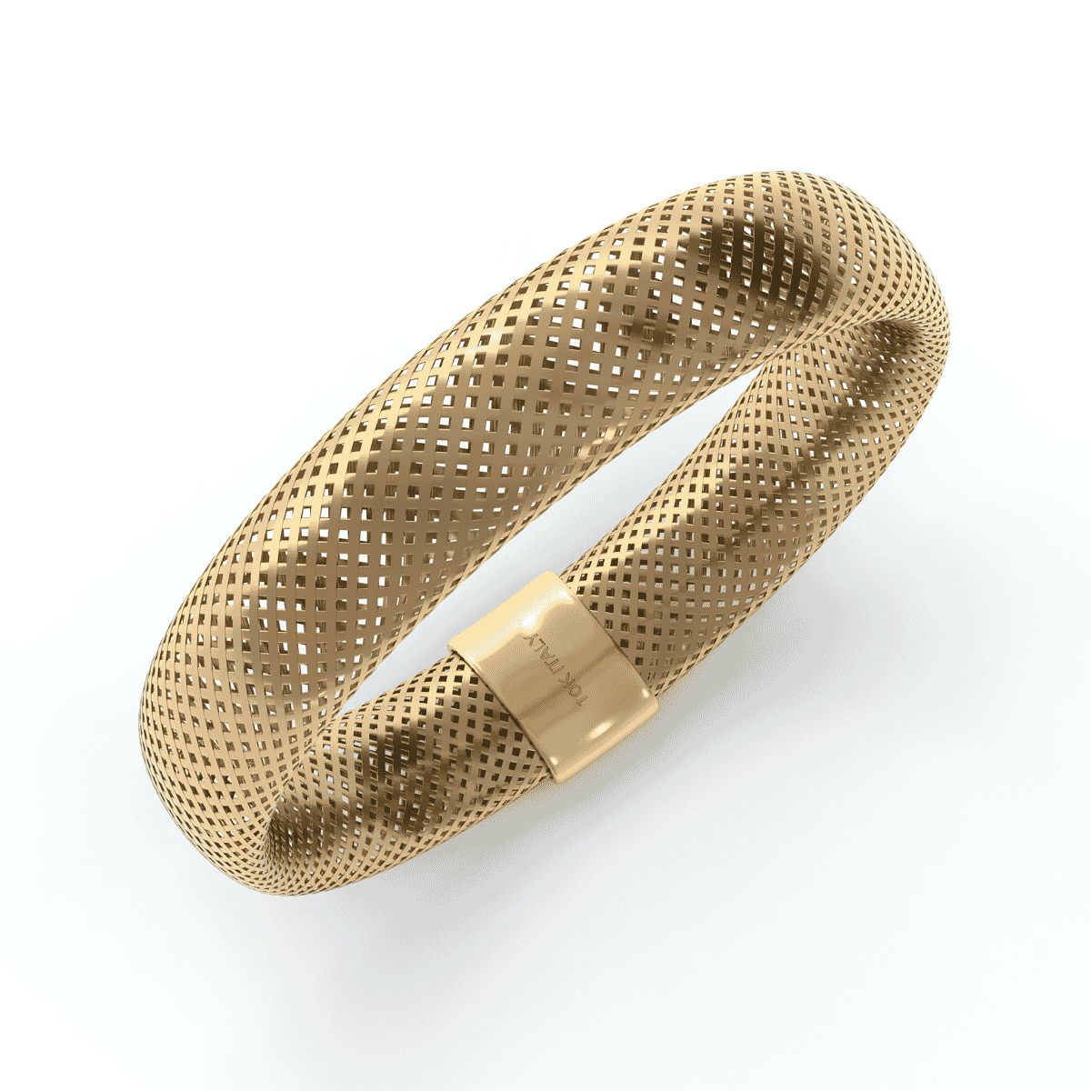Maestro Gold Collection Italian 10K Yellow Gold Mesh Omega 5mm Stretch Ring (Size 9-12) image number 1