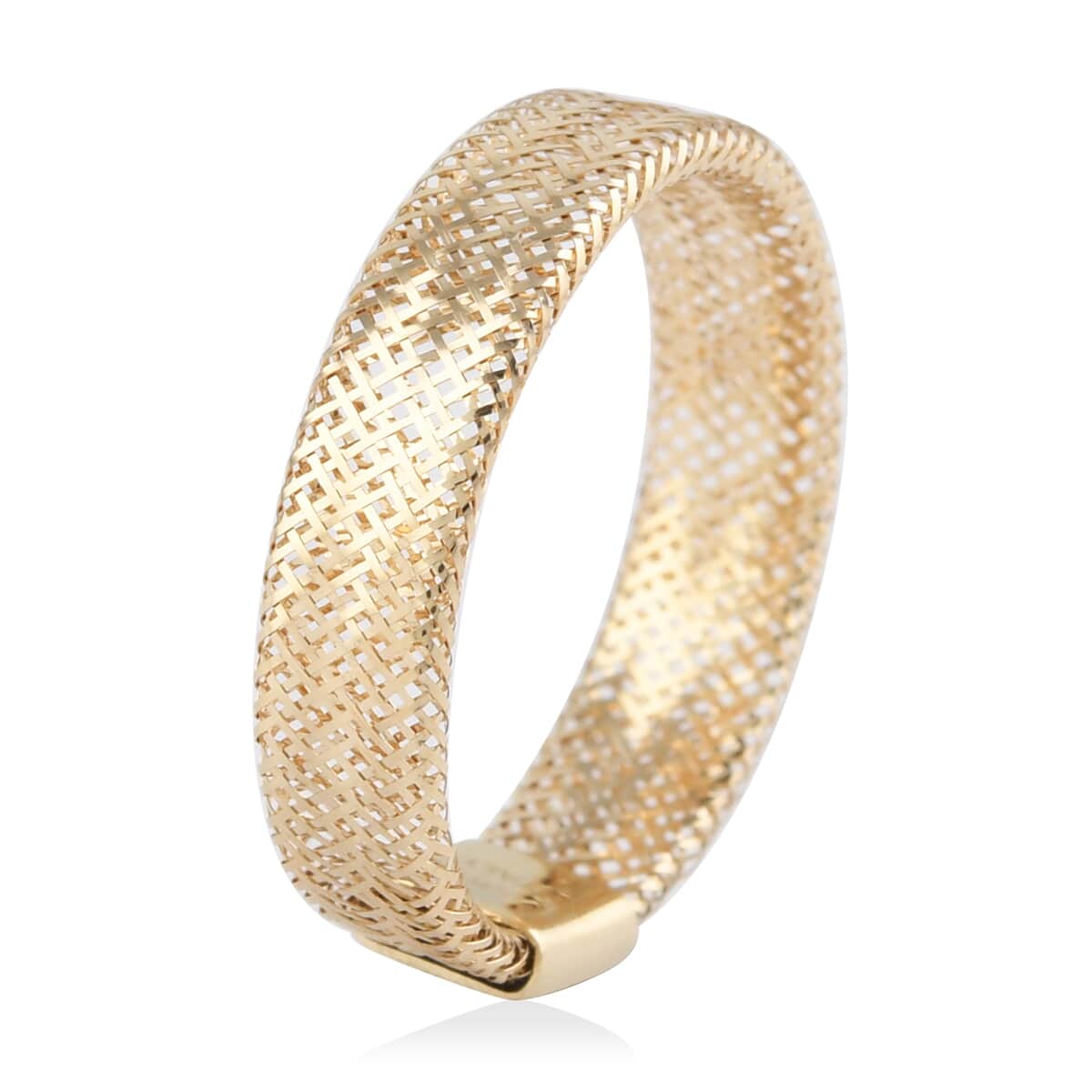 Maestro Gold Collection Italian 10K Yellow Gold Mesh Omega 5mm Stretch Ring (Size 9-12) image number 4