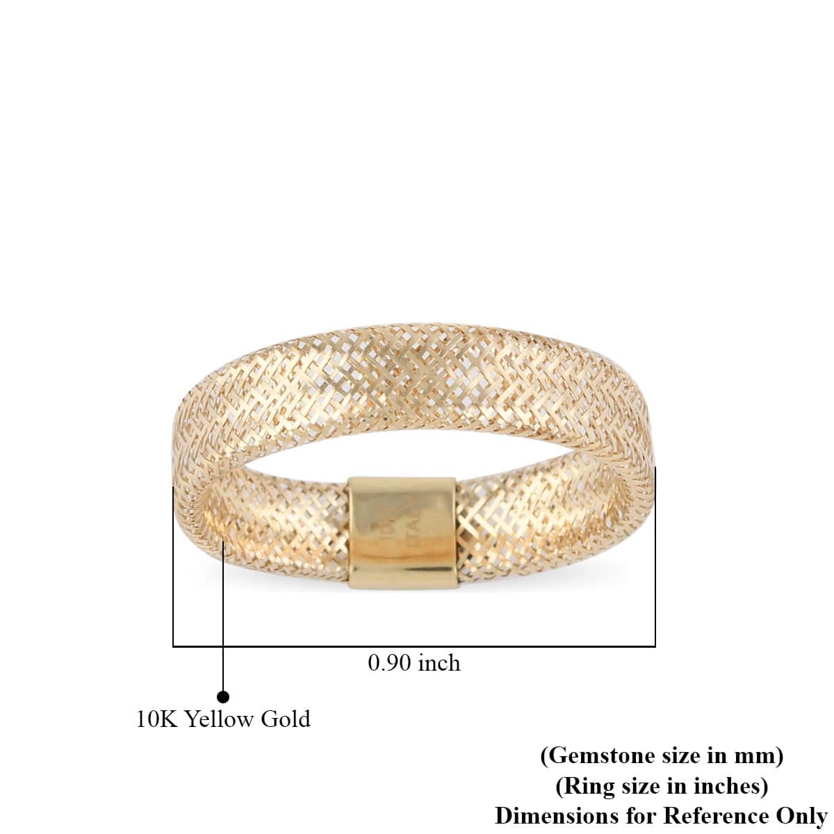 Maestro Gold Collection Italian 10K Yellow Gold Mesh Omega 5mm Stretch Ring (Size 9-12) image number 5