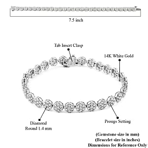 NY Closeout 14K White Gold F VS Diamond Bracelet (7.25 In) 12.50 Grams 5.00 ctw