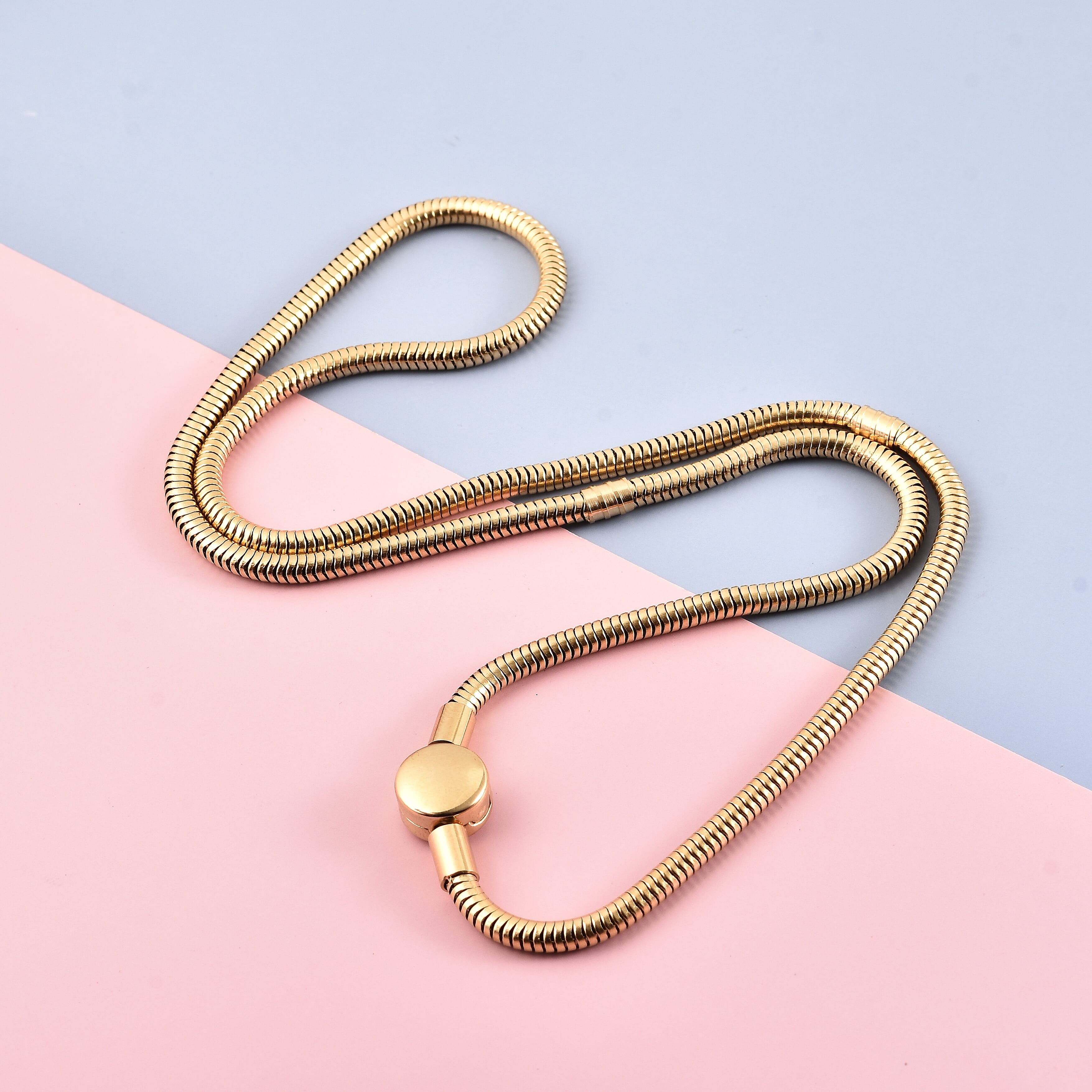 Snake Chain Necklace 20 Inches in ION Plated Yellow Gold Stainless Steel 15.50 Grams