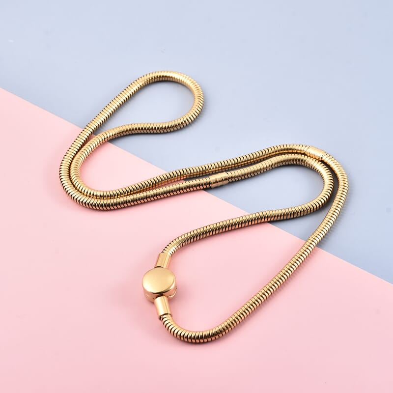 Snake Chain Necklace 20 Inches in ION Plated Yellow Gold Stainless Steel 15.50 Grams