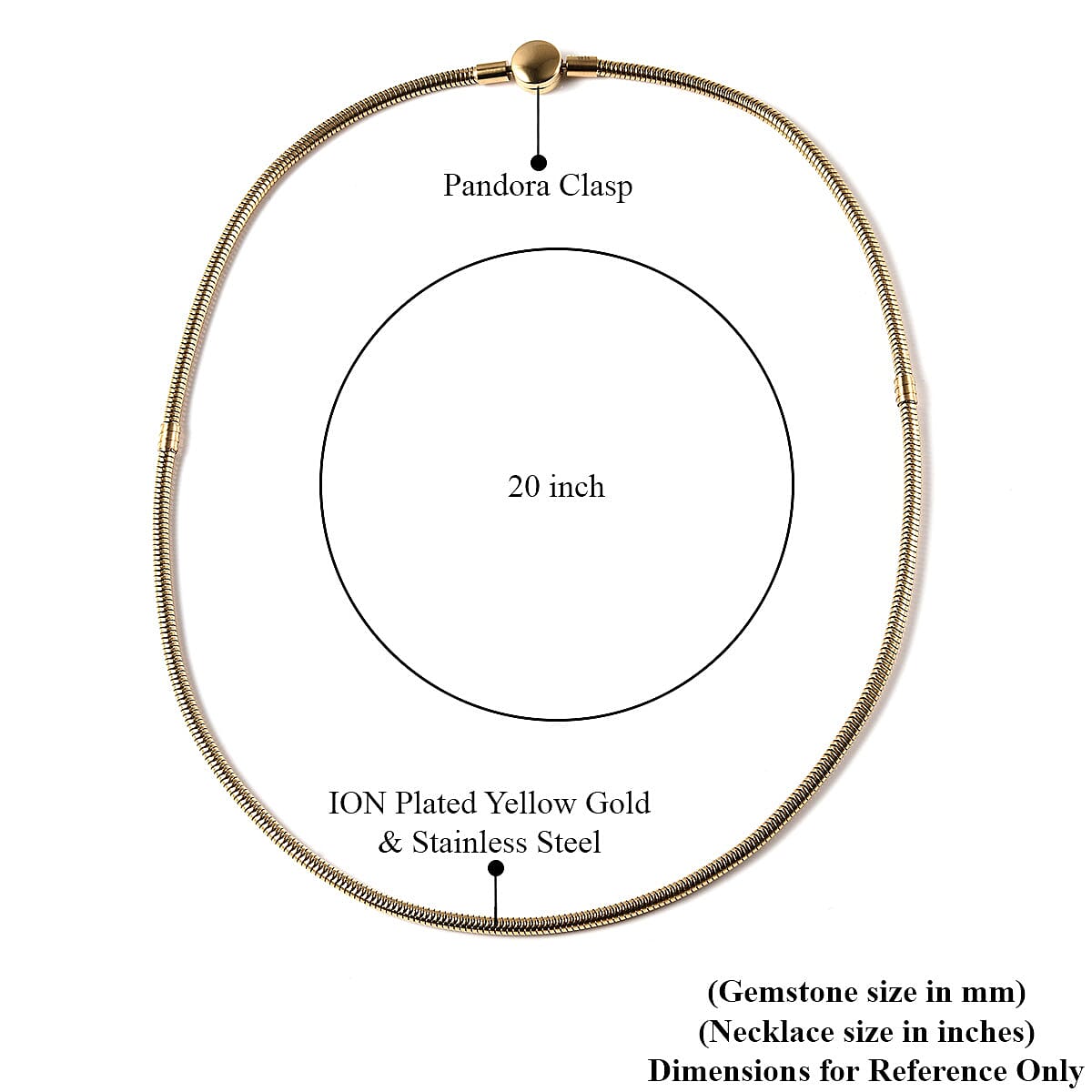 Snake Chain Necklace 20 Inches in ION Plated Yellow Gold Stainless Steel 15.50 Grams