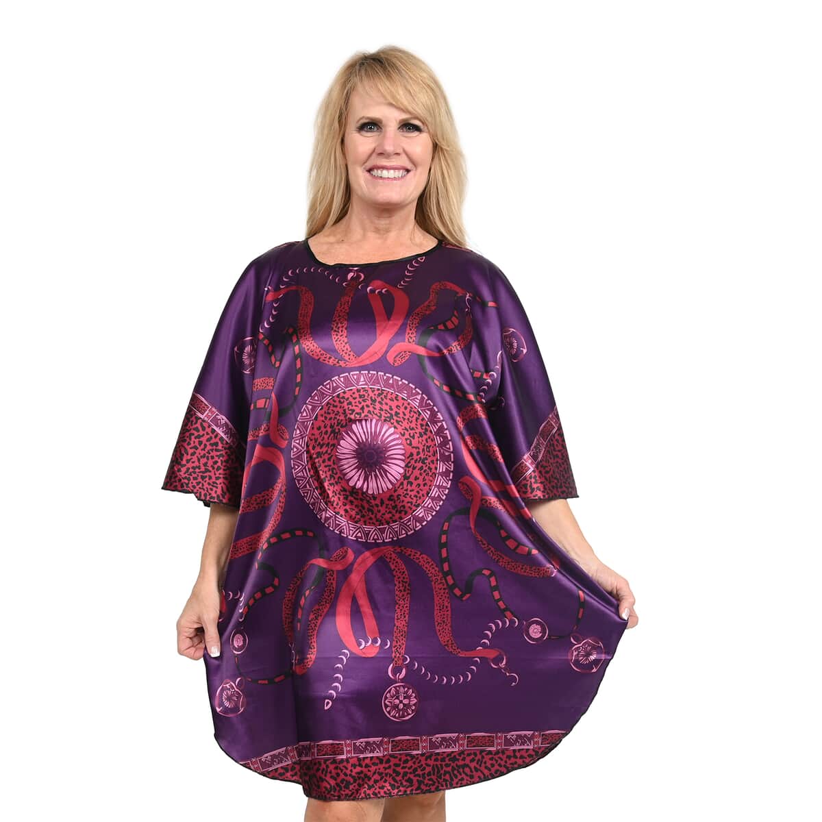 JOVIE Purple Ribbon Print Kaftan image number 0