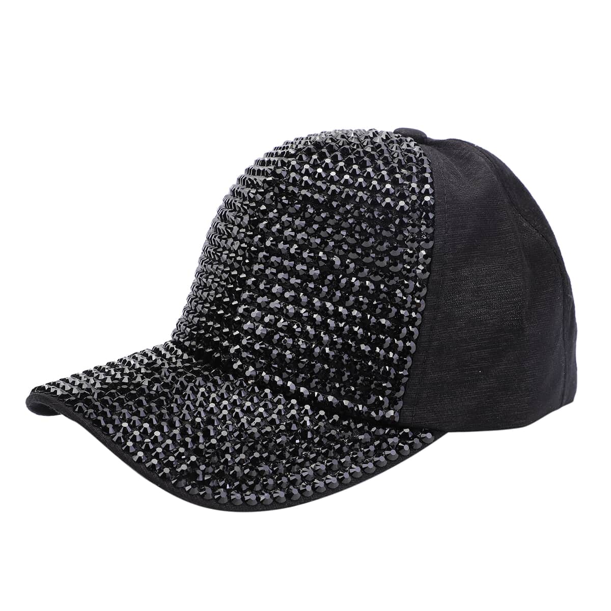 JOVIE Black Rhinestone Bling Front Hat with Adjustable Strap image number 1