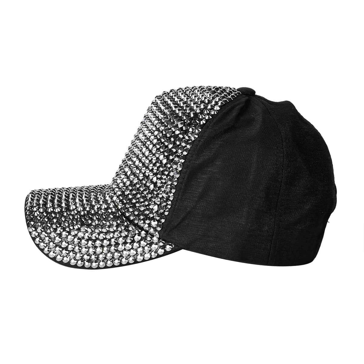 JOVIE Pewter Rhinestone Black Bling Front Hat with Adjustable Strap image number 1