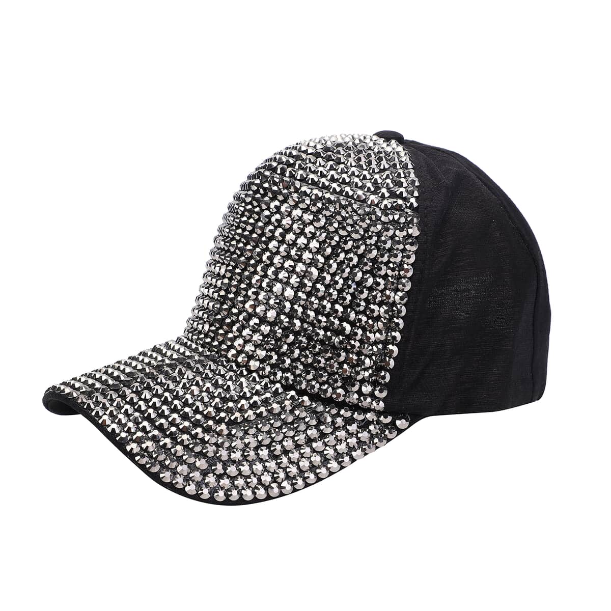 JOVIE Pewter Rhinestone Black Bling Front Hat with Adjustable Strap image number 2