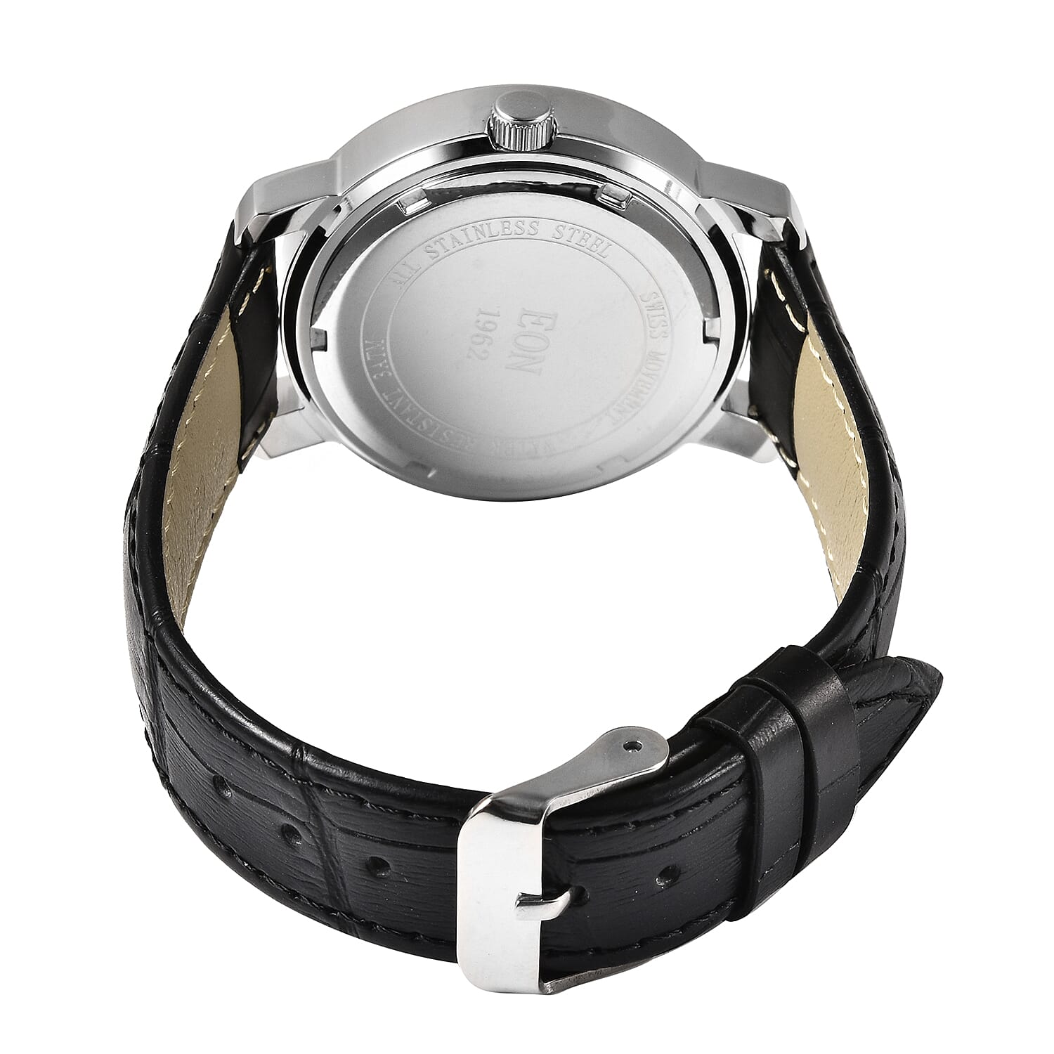 EON 1962 Black Jade (D) Swiss Movement Watch with Black Leather Strap 20.00 ctw