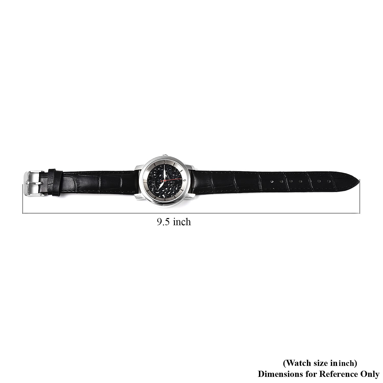 EON 1962 Black Jade (D) Swiss Movement Watch with Black Leather Strap 20.00 ctw