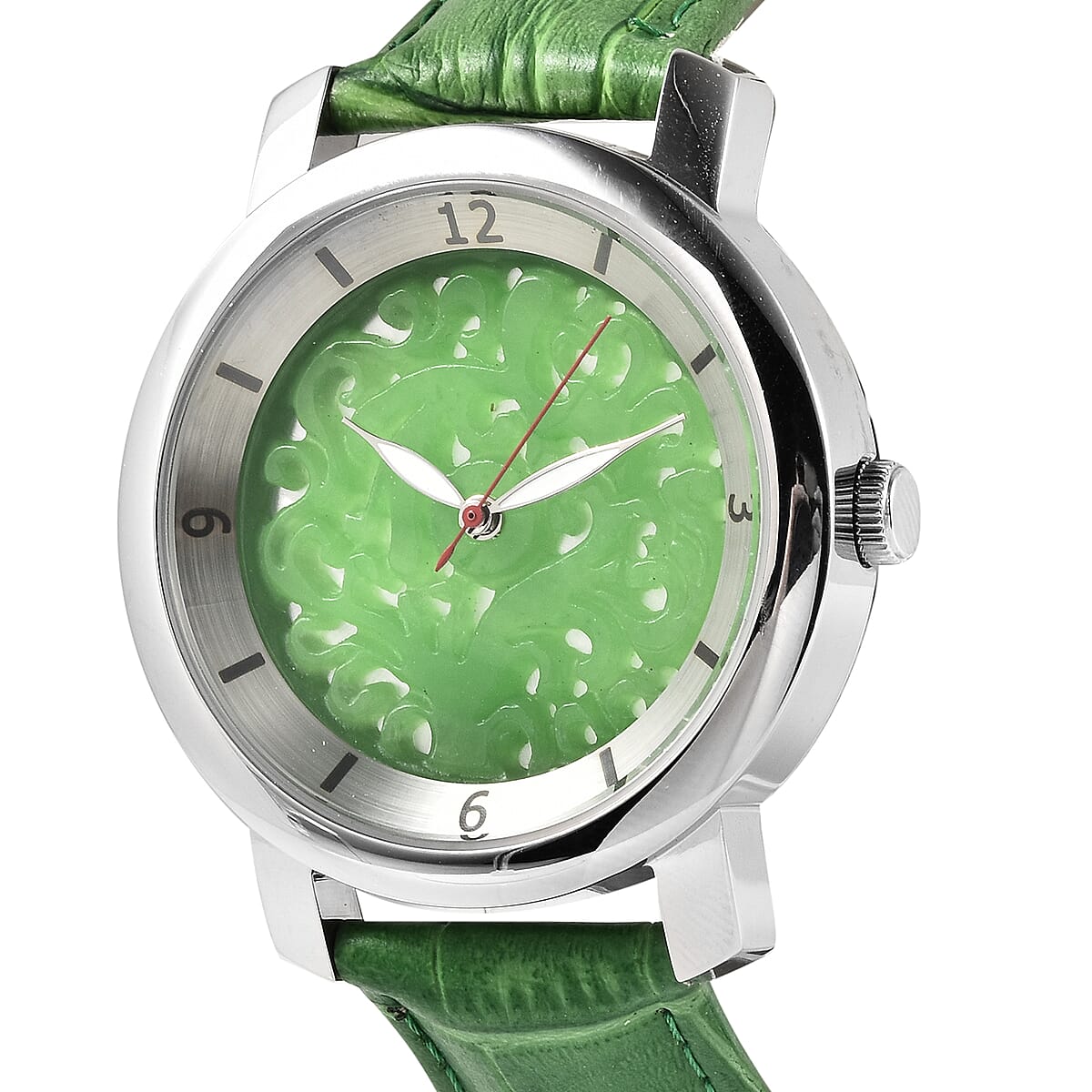 EON 1962 Black Jade Swiss Movement Watch with Black Leather Strap 20.00 ctw image number 3