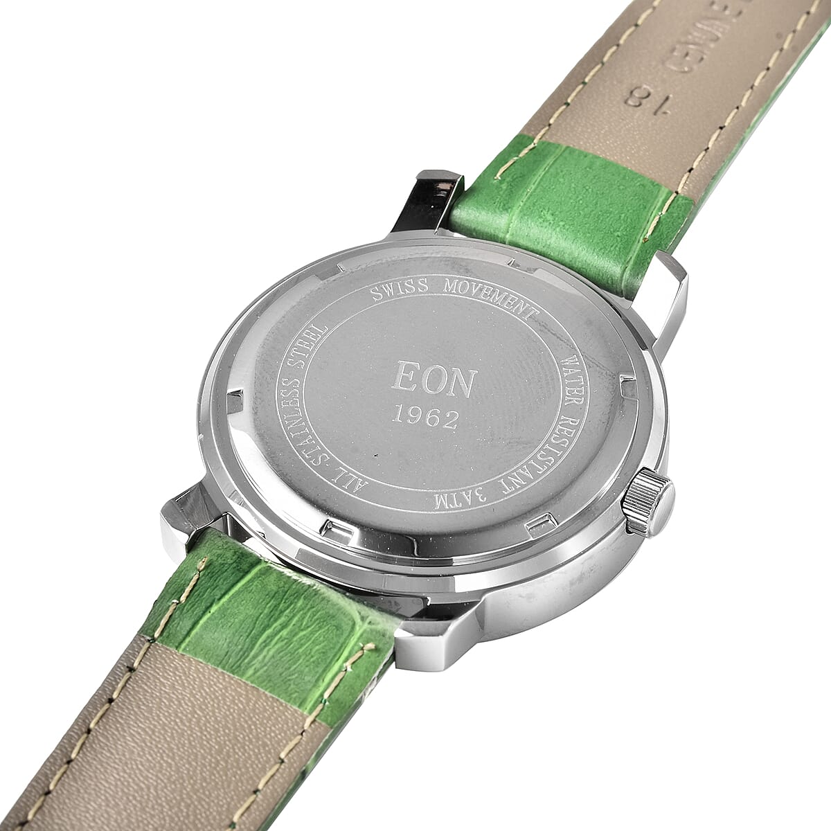 EON 1962 Black Jade Swiss Movement Watch with Black Leather Strap 20.00 ctw image number 5
