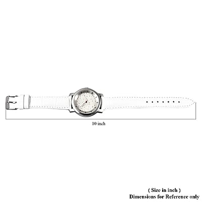 Eon 1962 White Jade Swiss Movement Watch with White Leather Strap 20.00 ctw