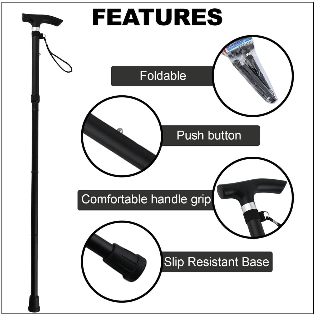 Adjustable Foldable Walking Cane 36 Inches image number 2