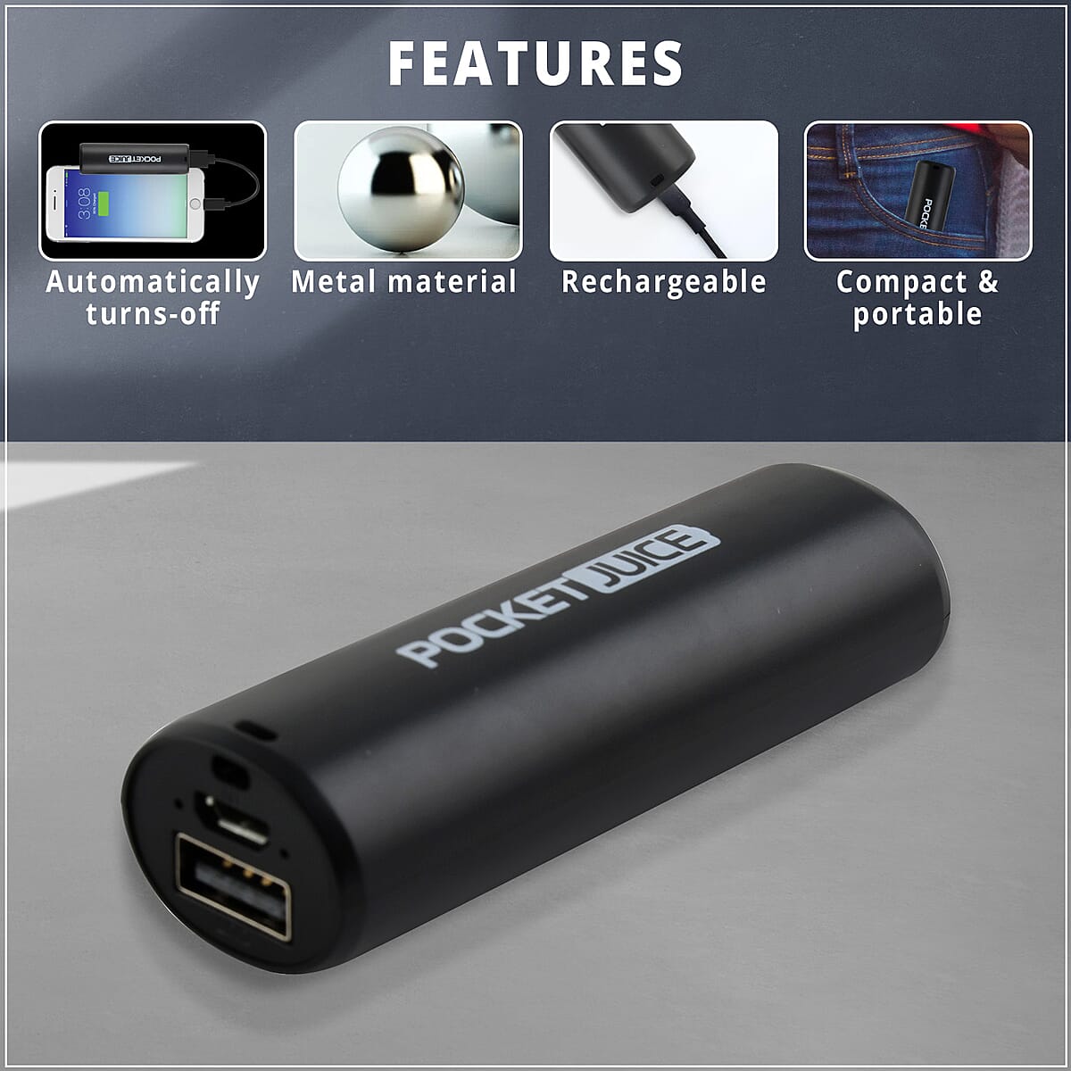 Tzumi 2000 mAh Pocket Juice Power Bank in Black image number 2