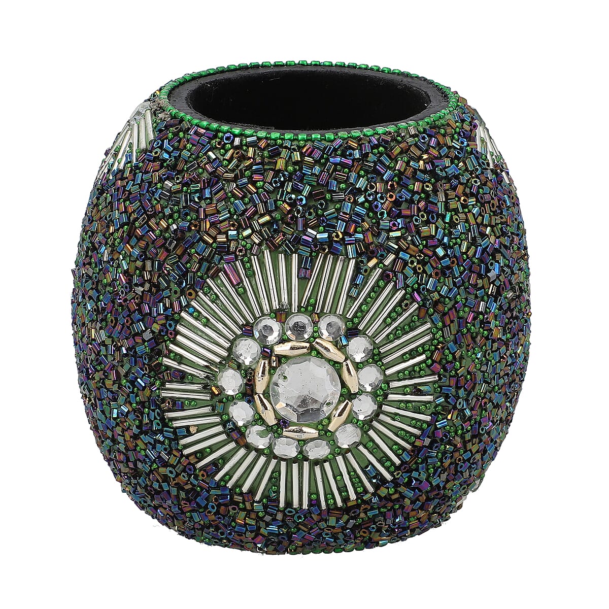 Set of 3 Green Beaded Pen with Matching Beaded Pen Pot image number 3