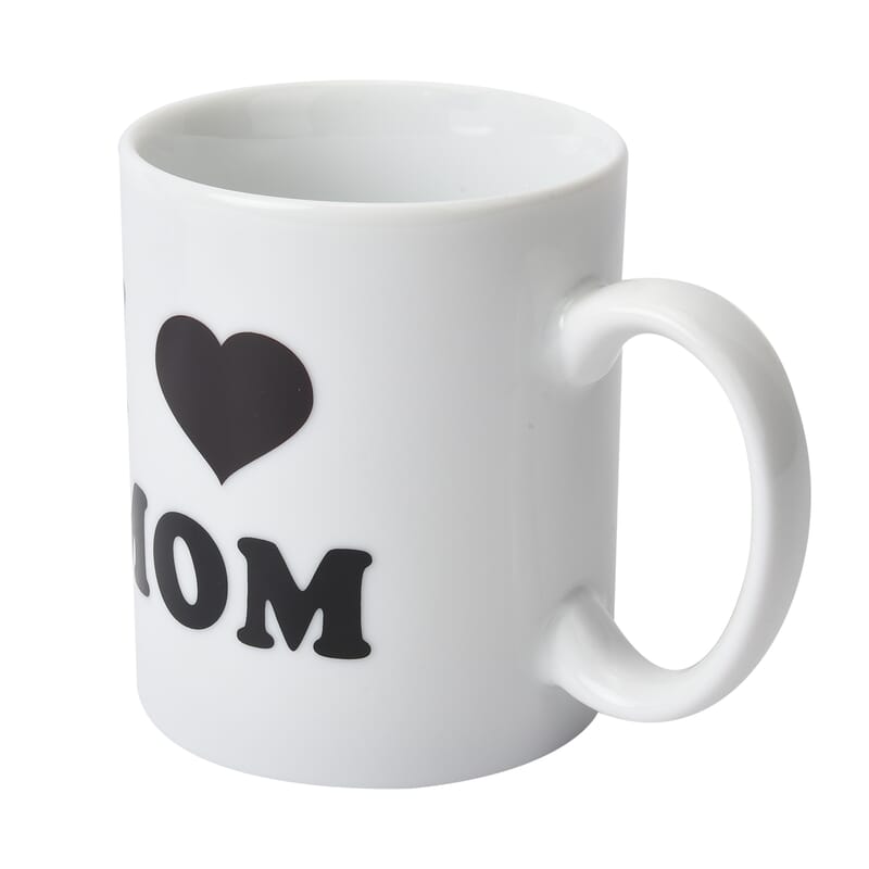 Set of 2 Black and White Ceramic Color Change I Love MOM Cup