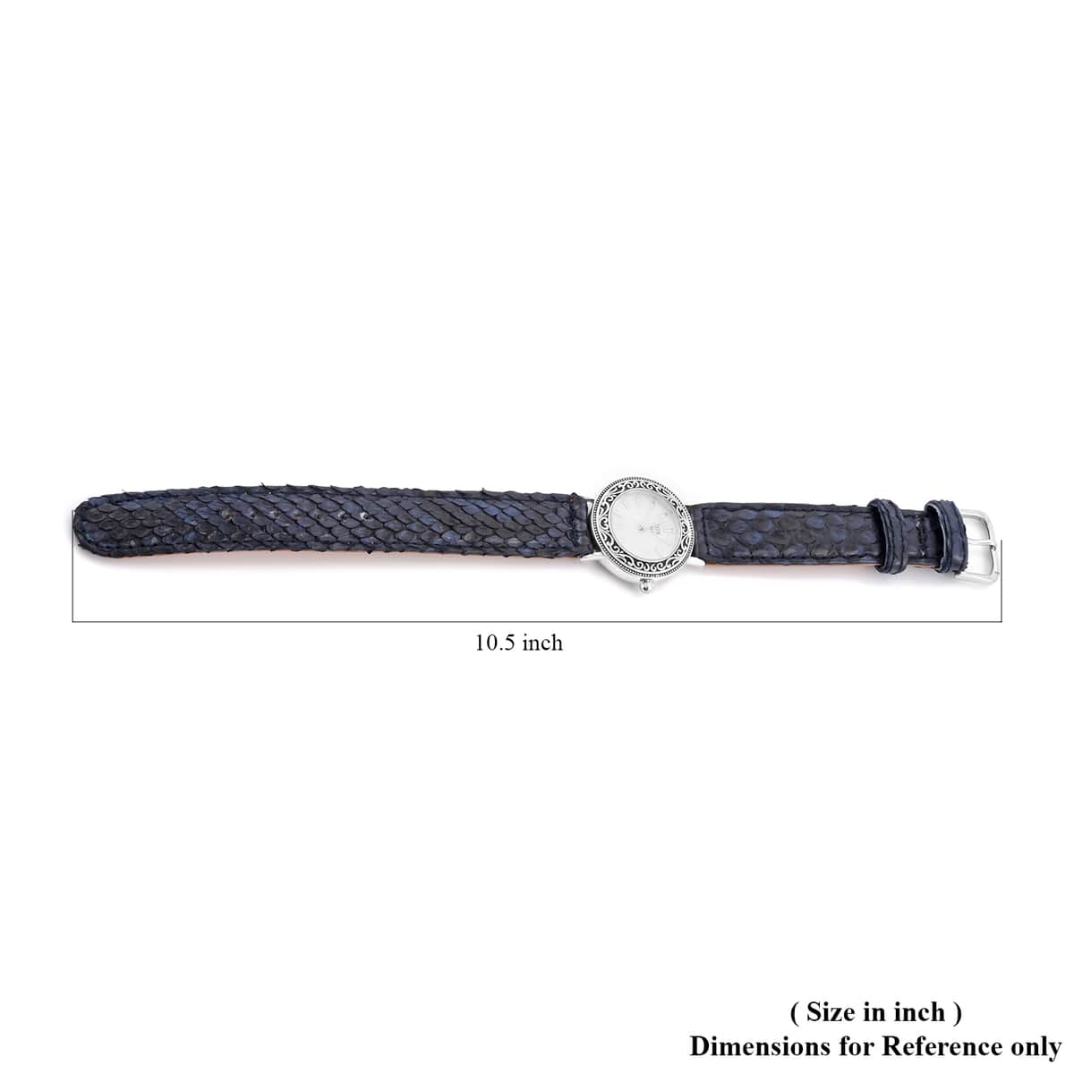 Bali Legacy Eon 1962 Swiss Movement MOP Dial Watch in Sterling Silver with Navy Python Leather Strap image number 5