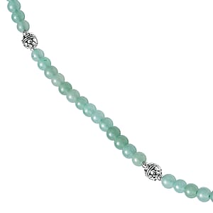Green Aventurine 180.50 ctw Beaded Multi Wear Necklace with Butterfly Charm in Silvertone 24 Inches