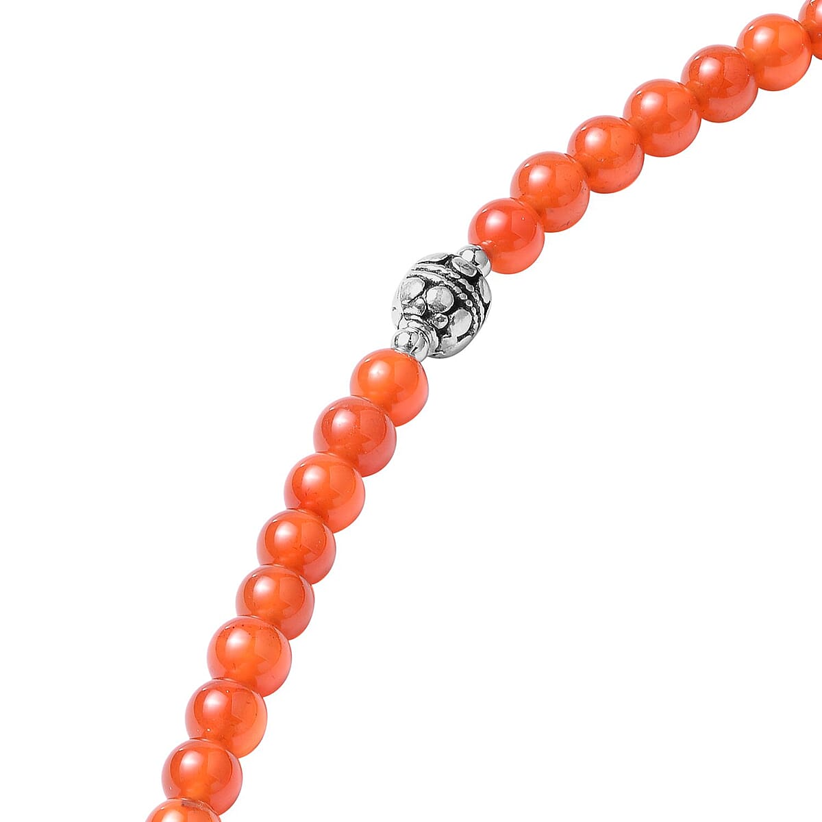 Red Agate 174.50 ctw Beaded Multi Wear Necklace with Starfish Charm in Silvertone 24 Inches image number 3