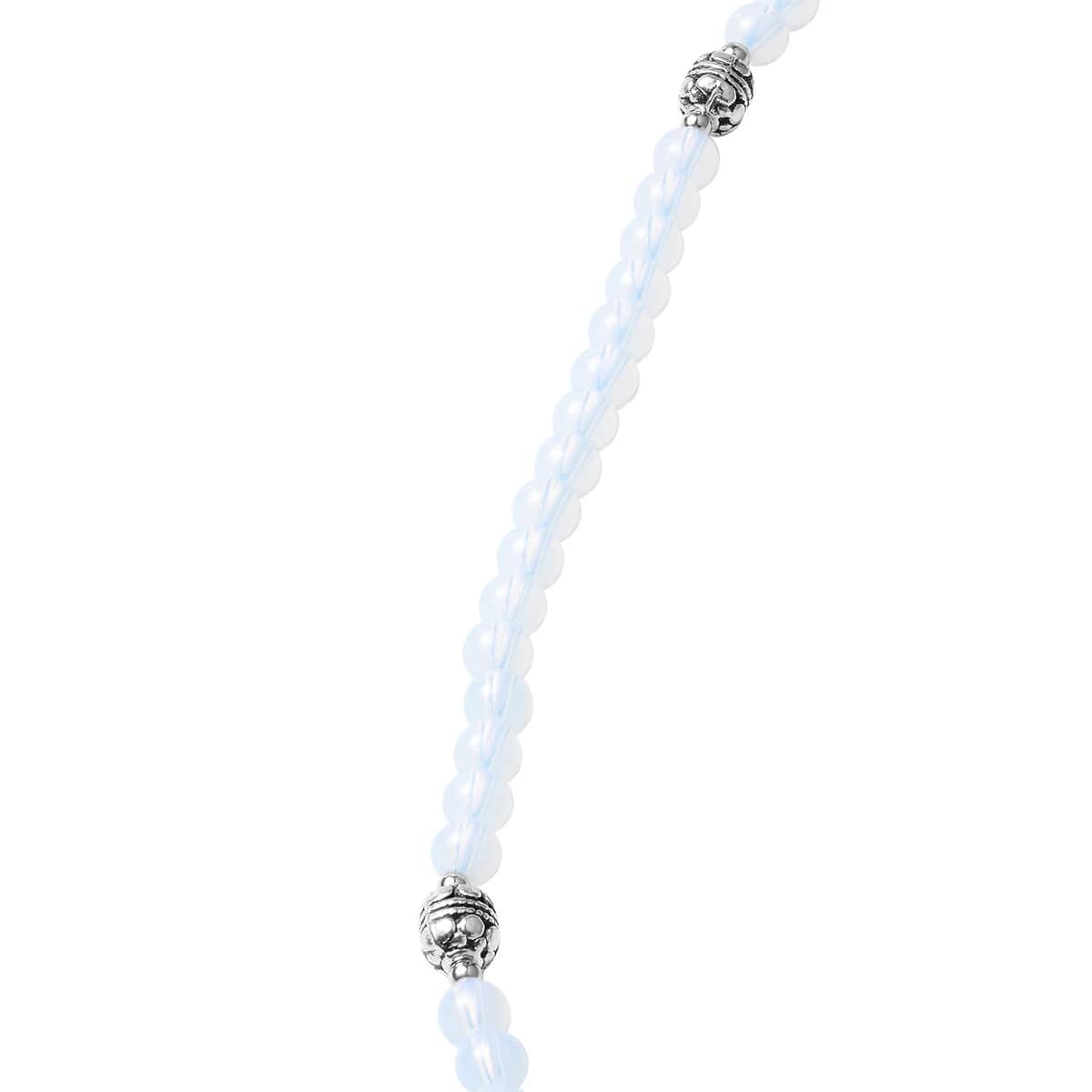 Opalite Beaded Multi Wear Necklace 24 Inches with Seahorse Charm in Silvertone 165.50 ctw image number 3