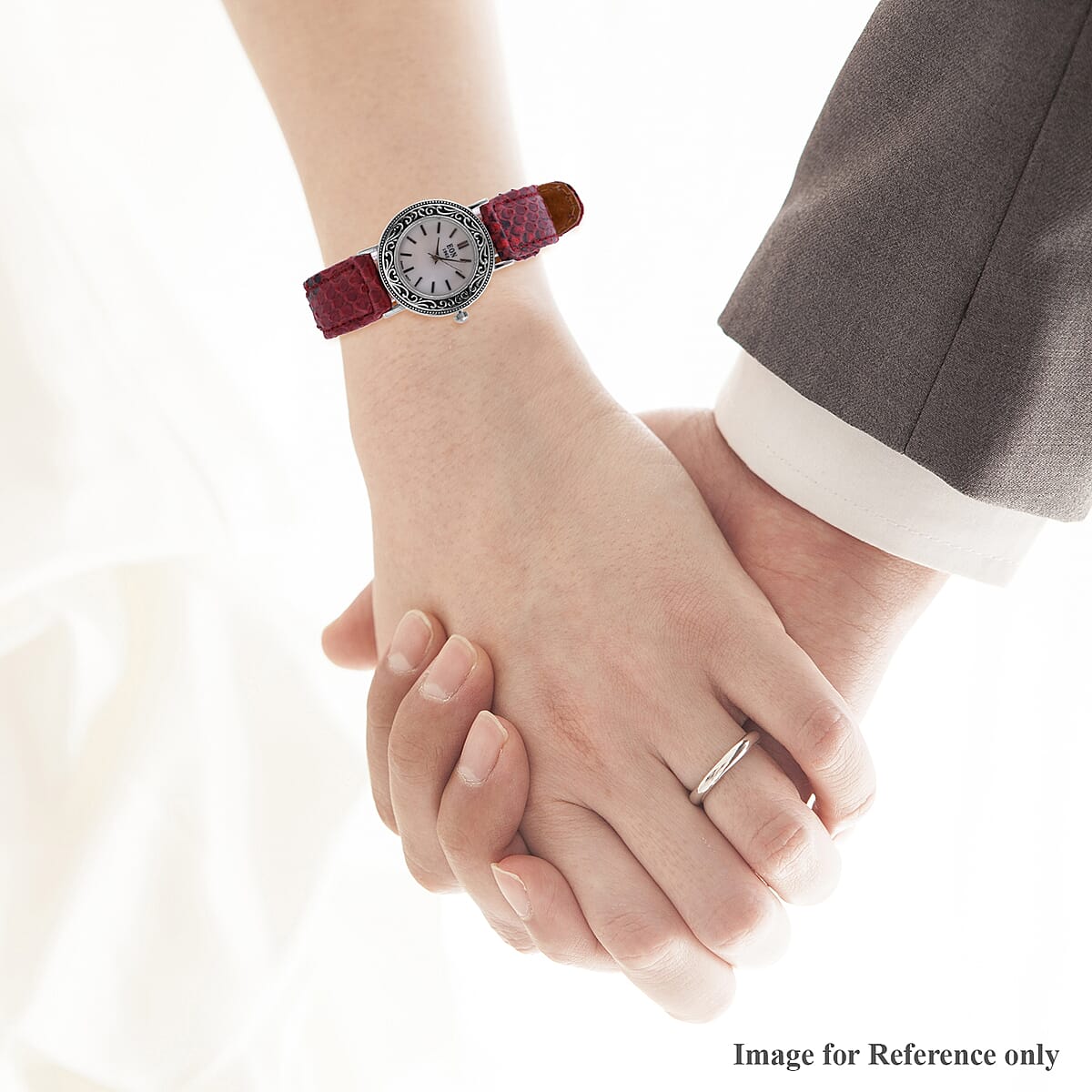 Bali Legacy Eon 1962 Swiss Movement Watch in Sterling Silver with Red Python Leather Strap image number 2