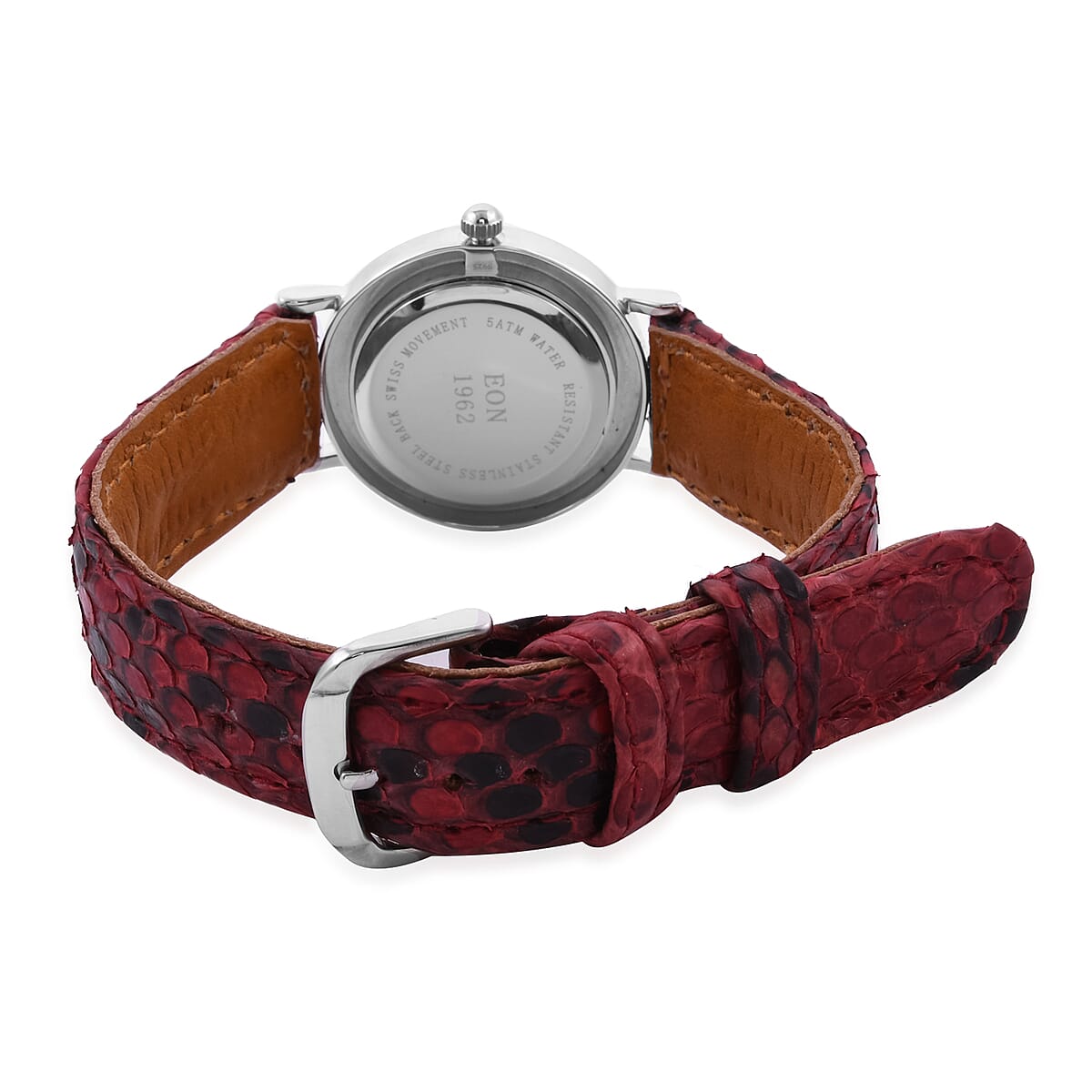 Bali Legacy Eon 1962 Swiss Movement Watch in Sterling Silver with Red Python Leather Strap image number 4