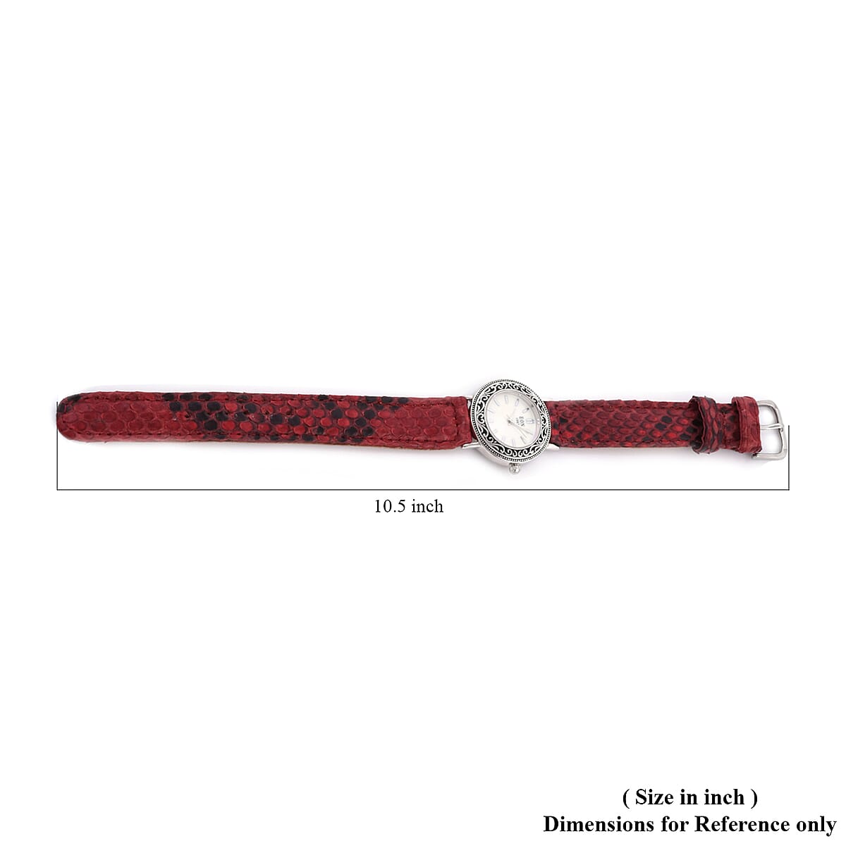 Bali Legacy Eon 1962 Swiss Movement Watch in Sterling Silver with Red Python Leather Strap image number 5