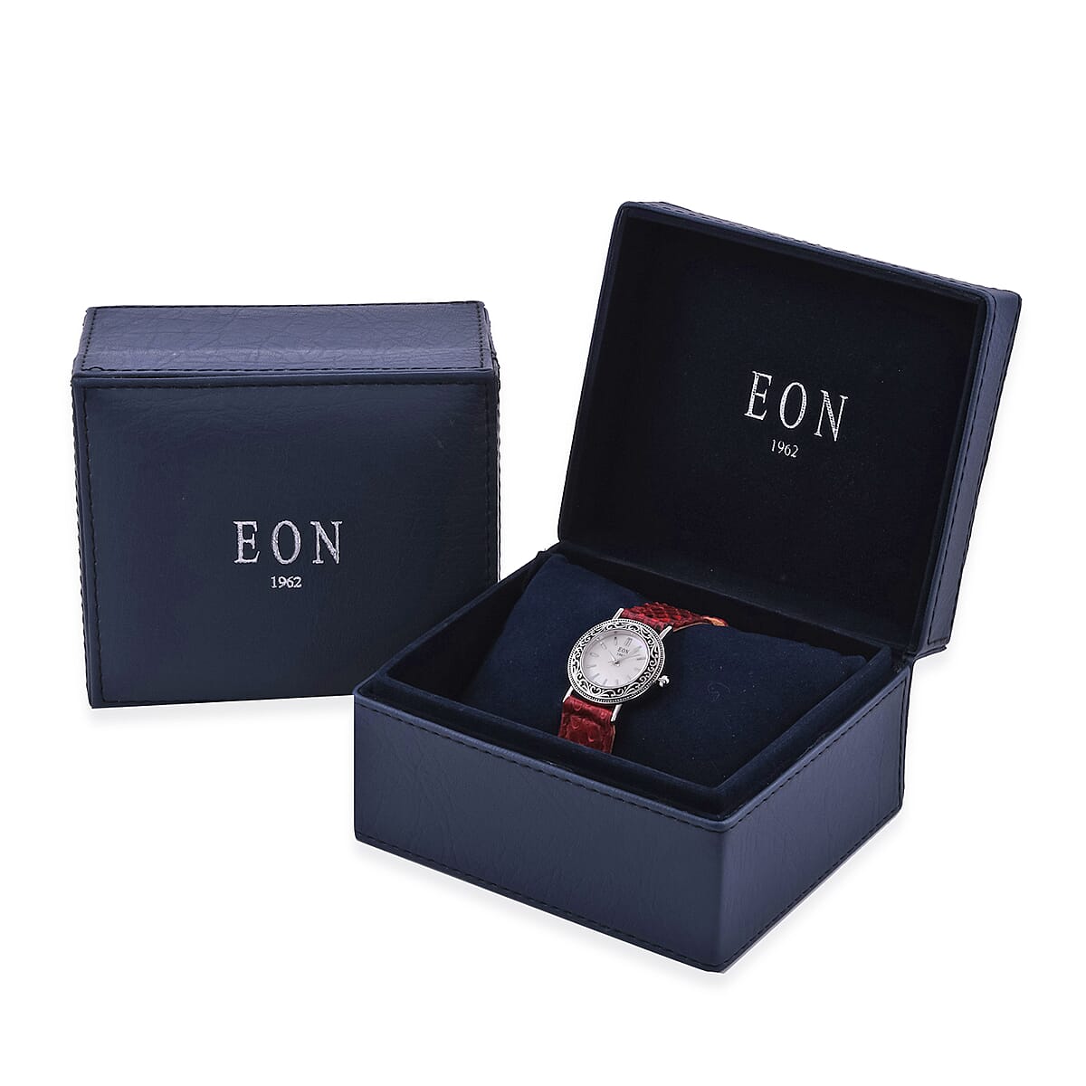 Bali Legacy Eon 1962 Swiss Movement Watch in Sterling Silver with Red Python Leather Strap image number 6