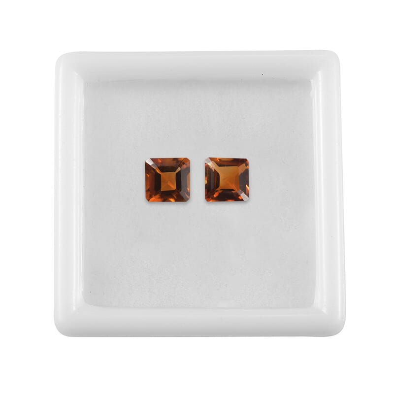 Brazilian Cherry Citrine Set of 2 (Oct 6x6 mm) 1.85 ctw Loose Gemstone
