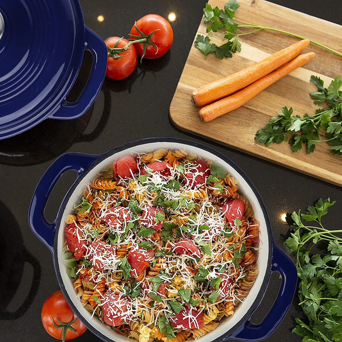 Homesmart Blue Color Enamel Coated Cast Iron Dutch Oven (3.2QT Capacity) image number 1