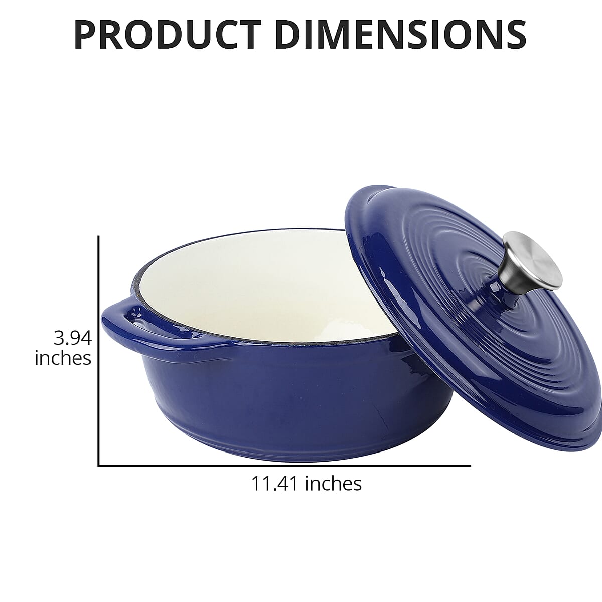 Homesmart Blue Color Enamel Coated Cast Iron Dutch Oven (3.2QT Capacity) image number 3
