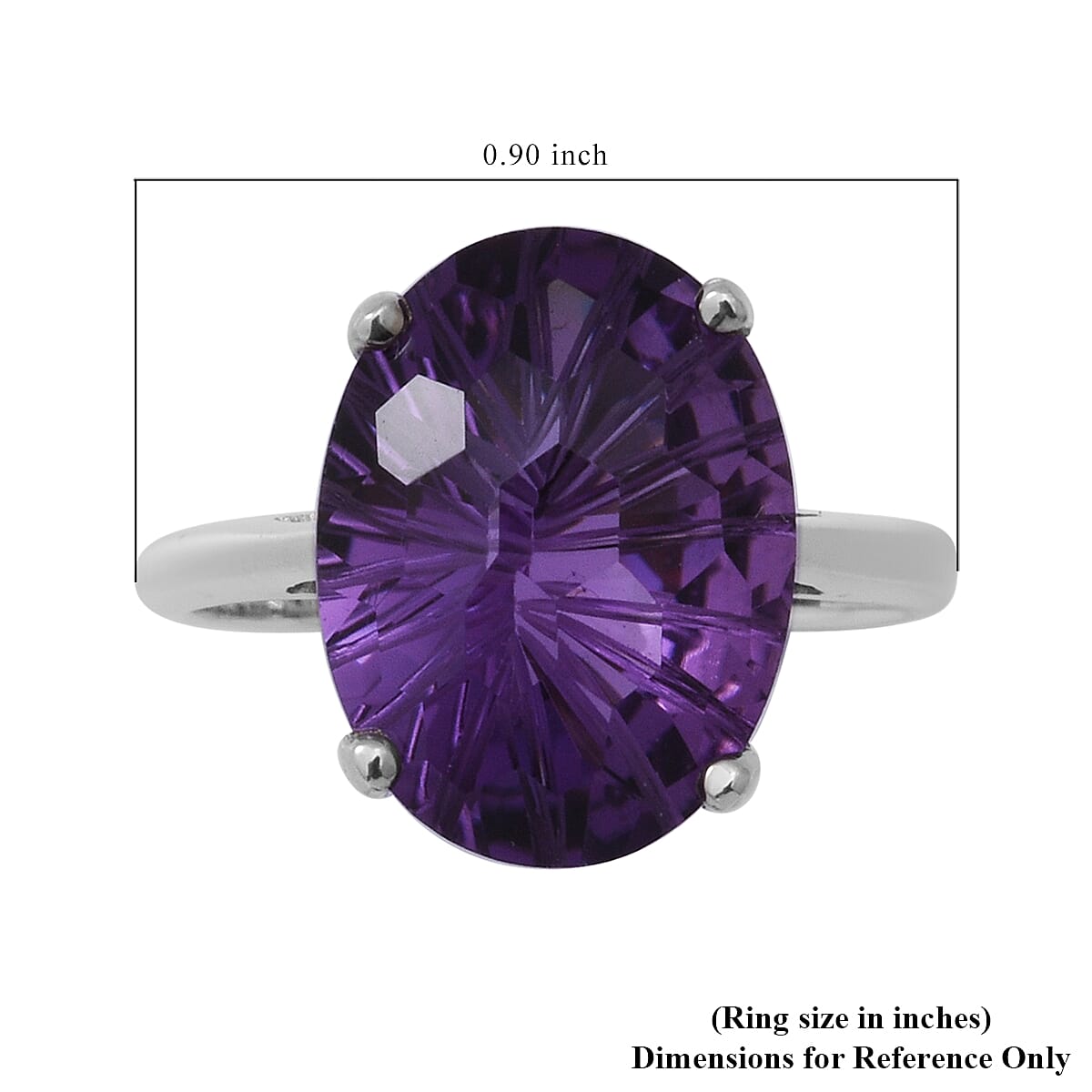 Lusaka Amethyst Solitaire Ring in Platinum Over Sterling Silver (Size 6.0) 9.80 ctw image number 4