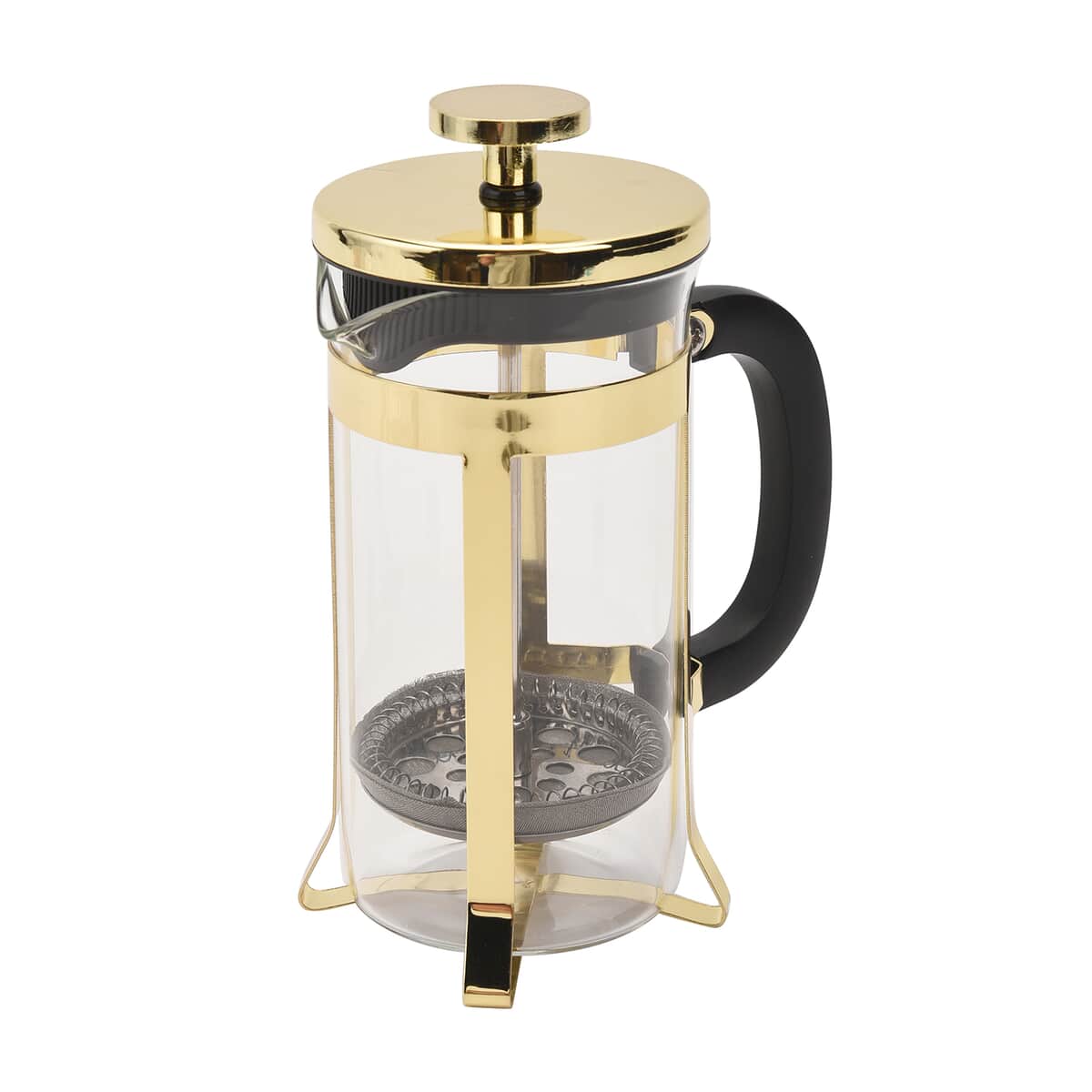 Golden French Press Coffee Maker in Stainless Steel with 2 Layer of Filtration 350 ml (5.31"x3.1"x6.37") image number 0