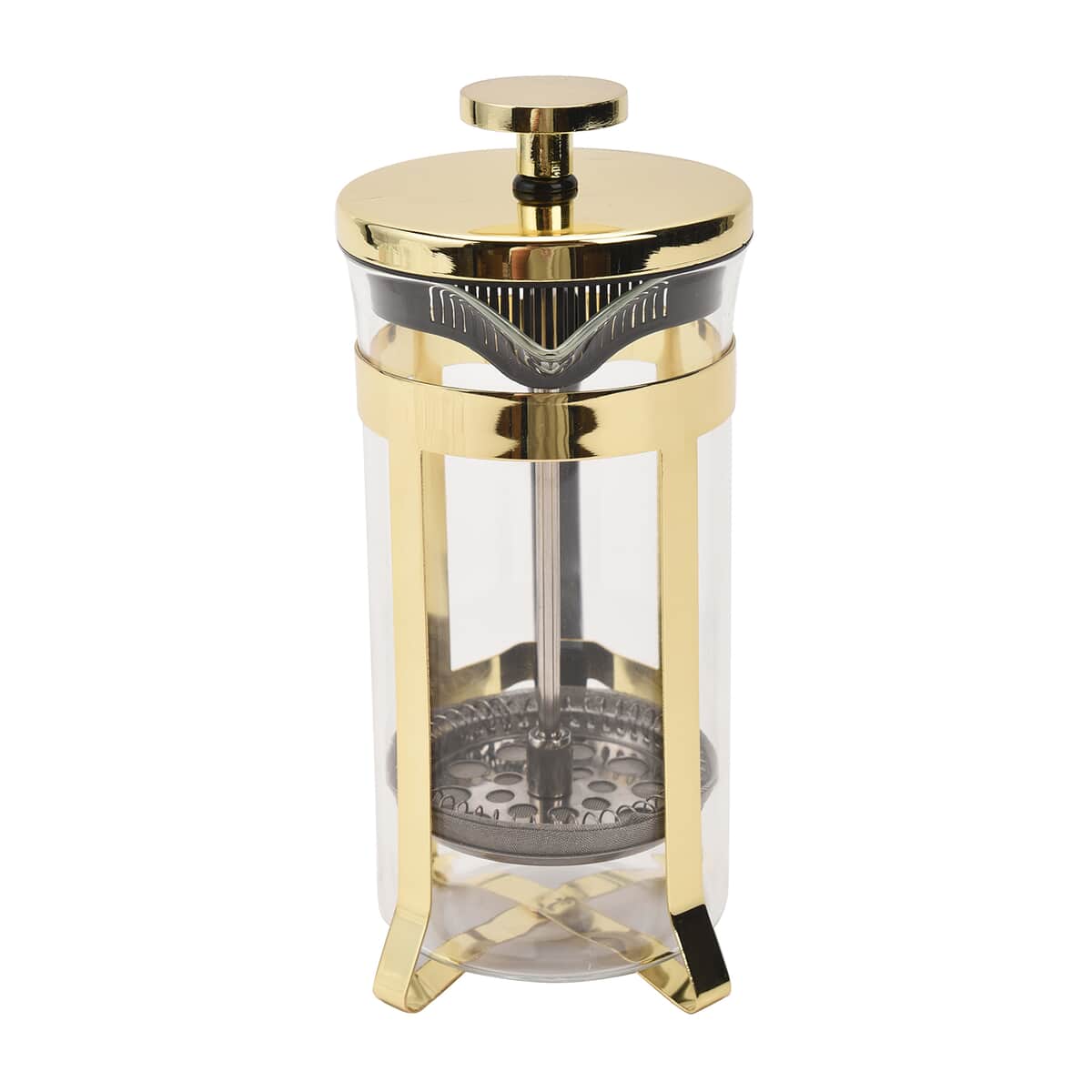 Golden French Press Coffee Maker in Stainless Steel with 2 Layer of Filtration 350 ml (5.31"x3.1"x6.37") image number 4
