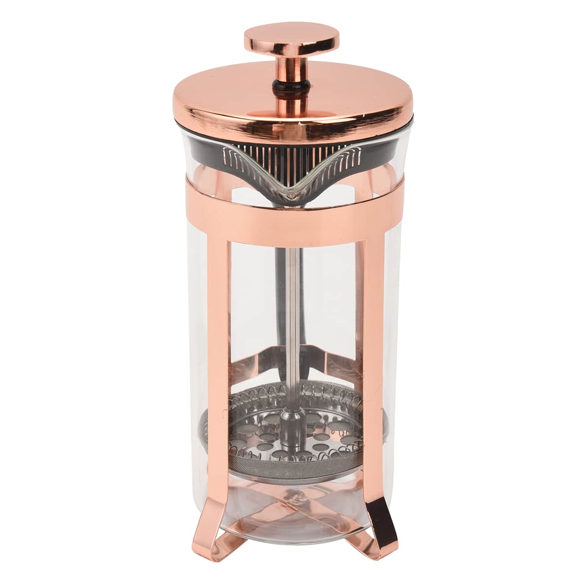 Rose Gold French Press Coffee Maker in Stainless Steel with 2 Layer of Filtration 350 ml image number 4