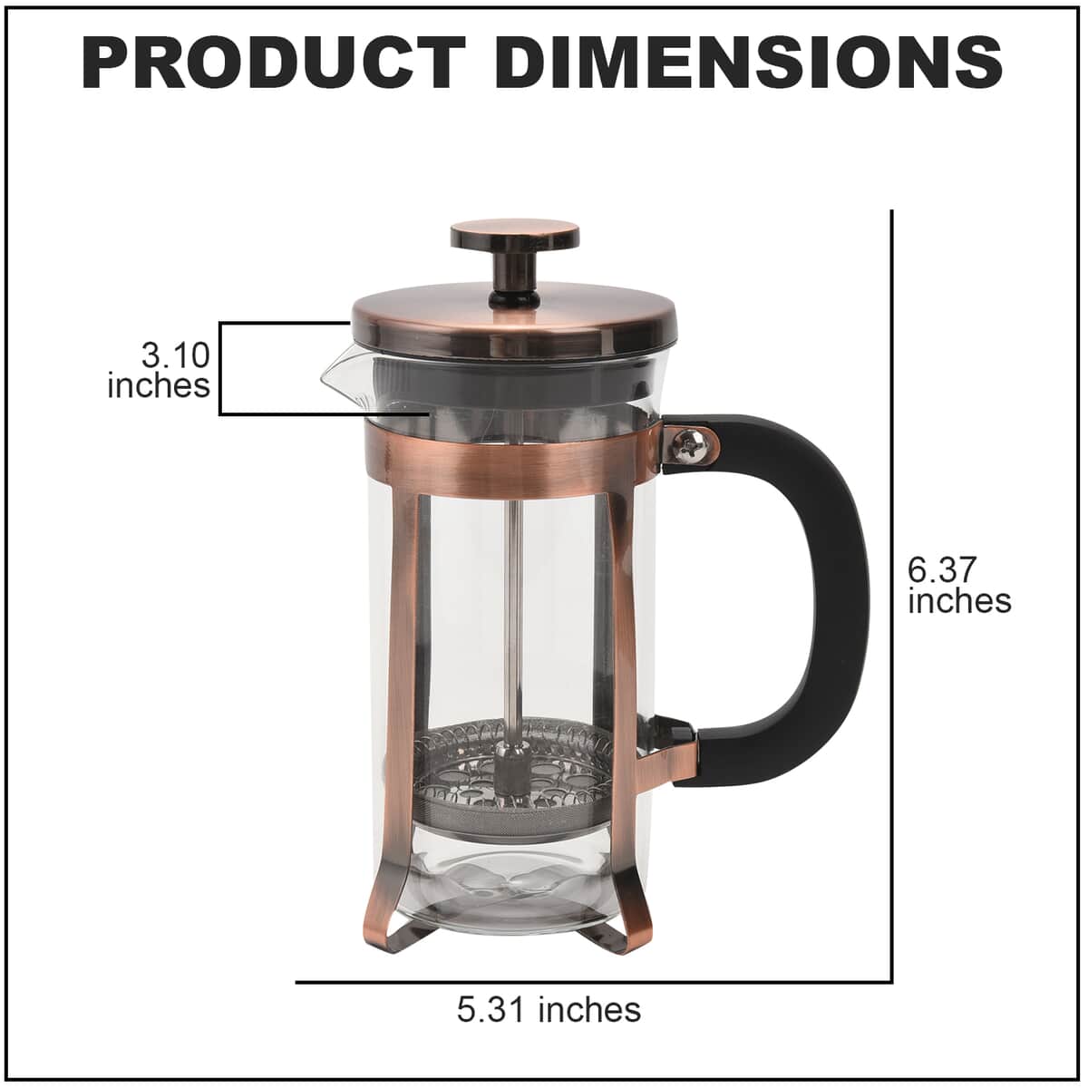 Black French Press Coffee Maker in Stainless Steel with 2 Layer of Filtration 350 ml image number 3
