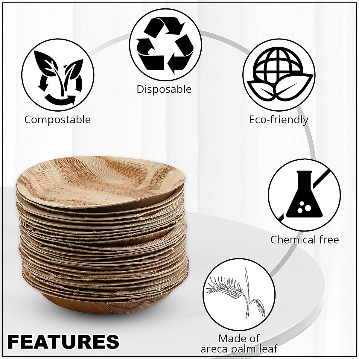 EcoWise Areca Palm Leaf 8" Round Plates - 25ct. image number 2