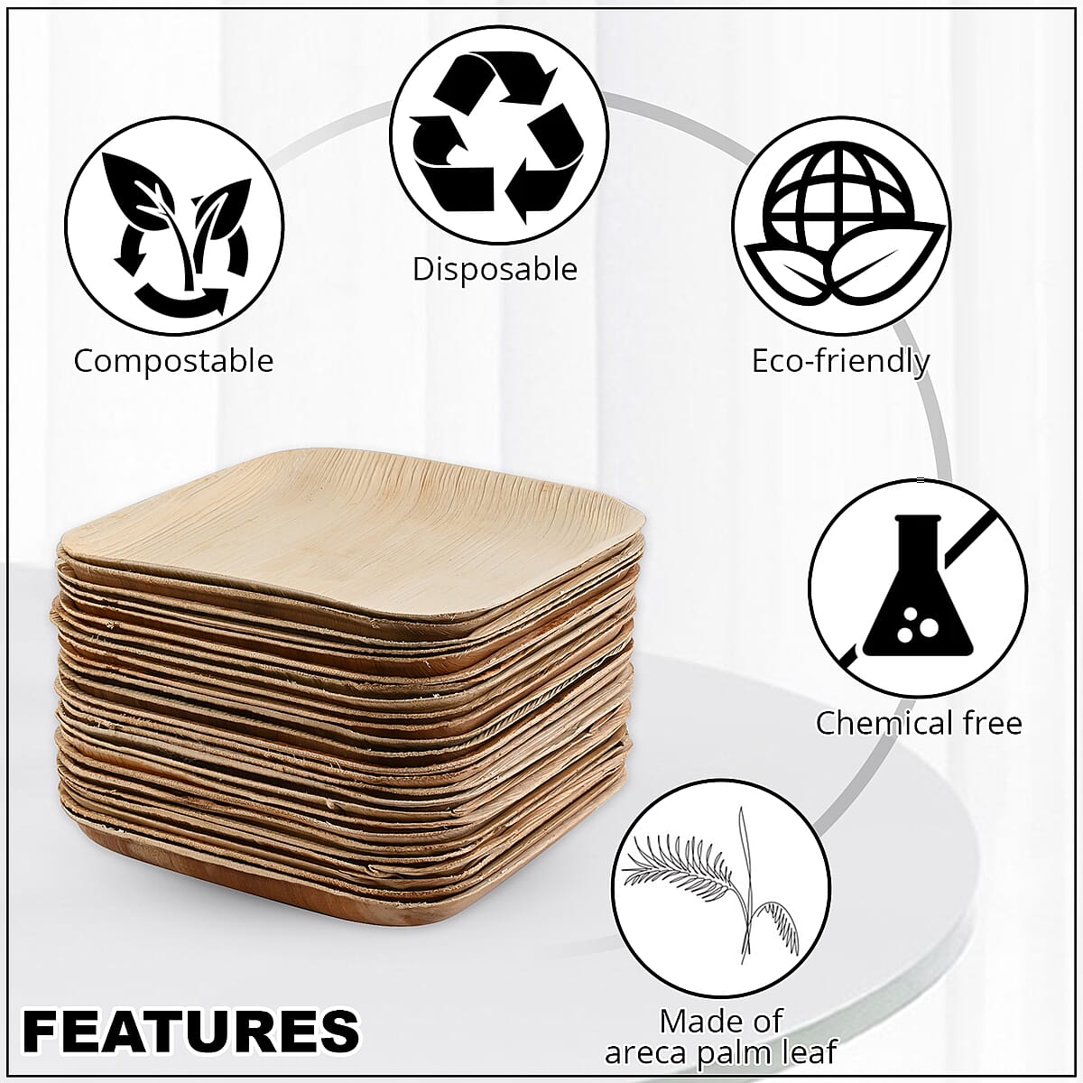 EcoWise Areca Palm Leaf 8 In Square Plates - 25ct. image number 2