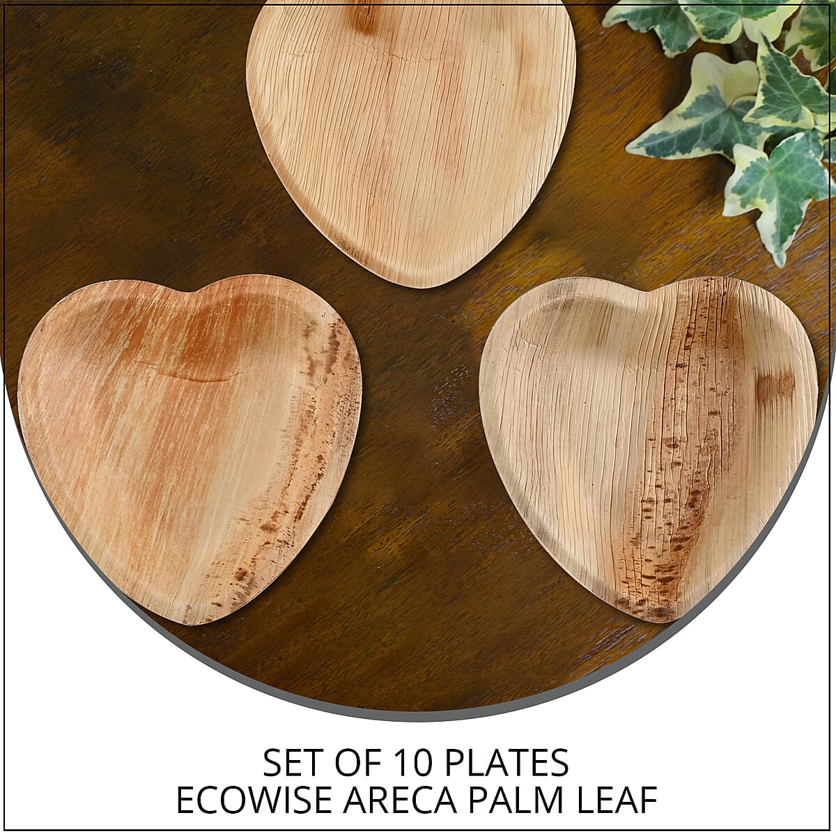EcoWise Areca Palm Leaf 7 Heart Plates - 10ct. image number 1