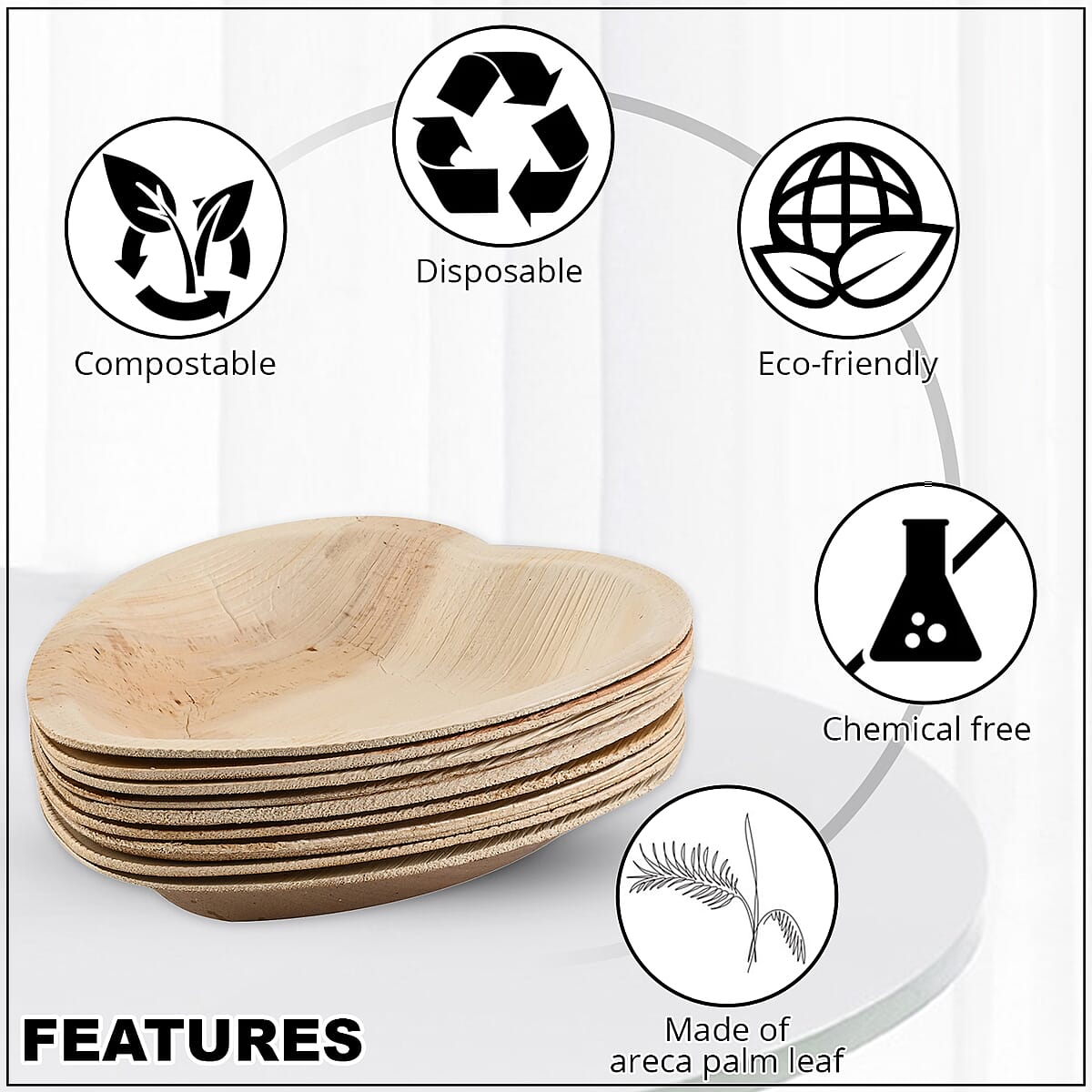 EcoWise Areca Palm Leaf 7 Heart Plates - 10ct. image number 2