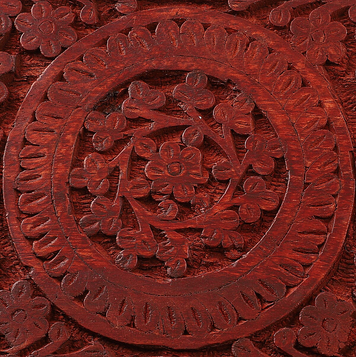Handcraft Set of 3 Floral Carved Finished Mango Wooden Nesting Boxes image number 6