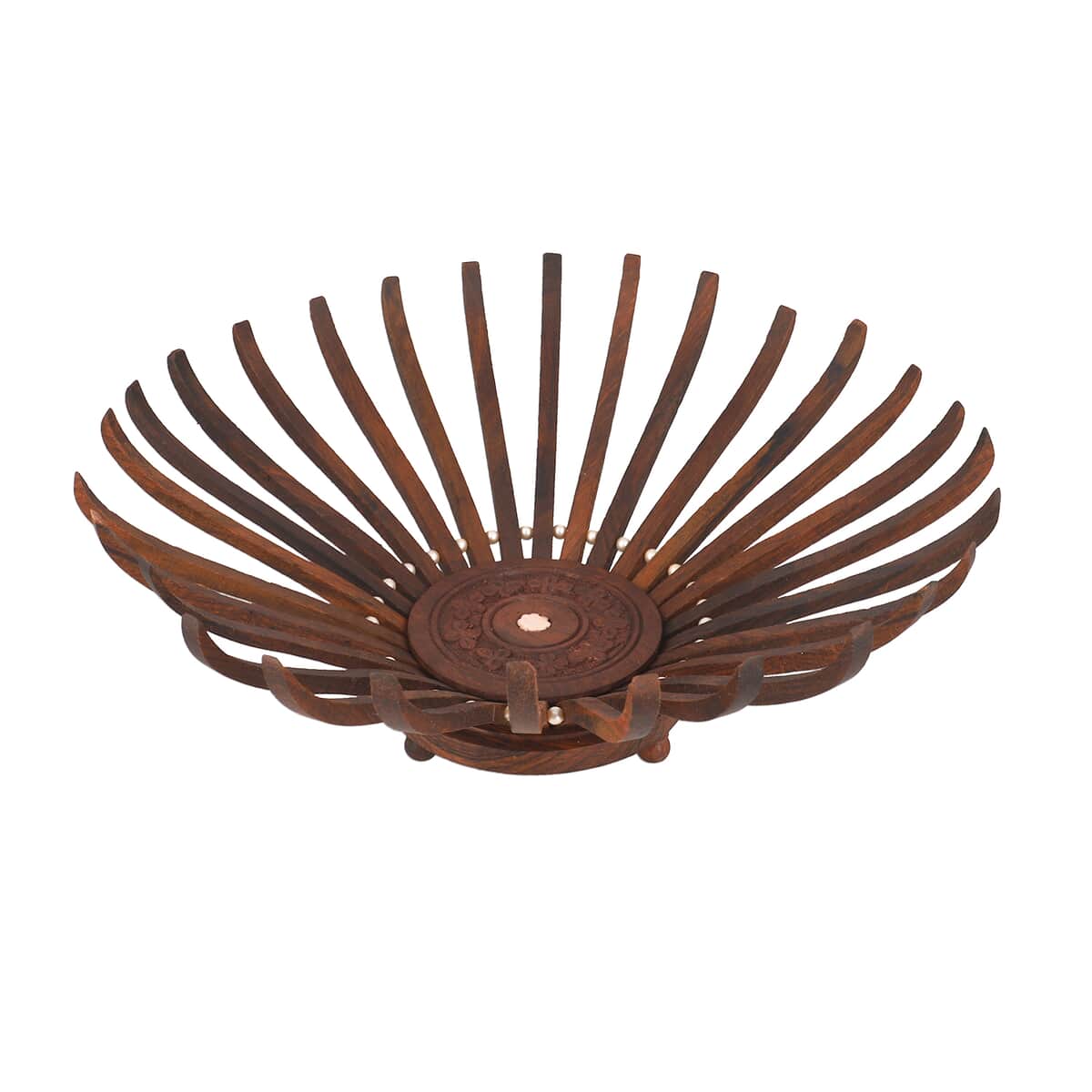 Natural Brown Rose Wood made Folding Fruit Platter/Tray image number 0