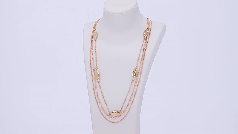 Multi Layered Necklace 20 Inches with Charms in Goldtone