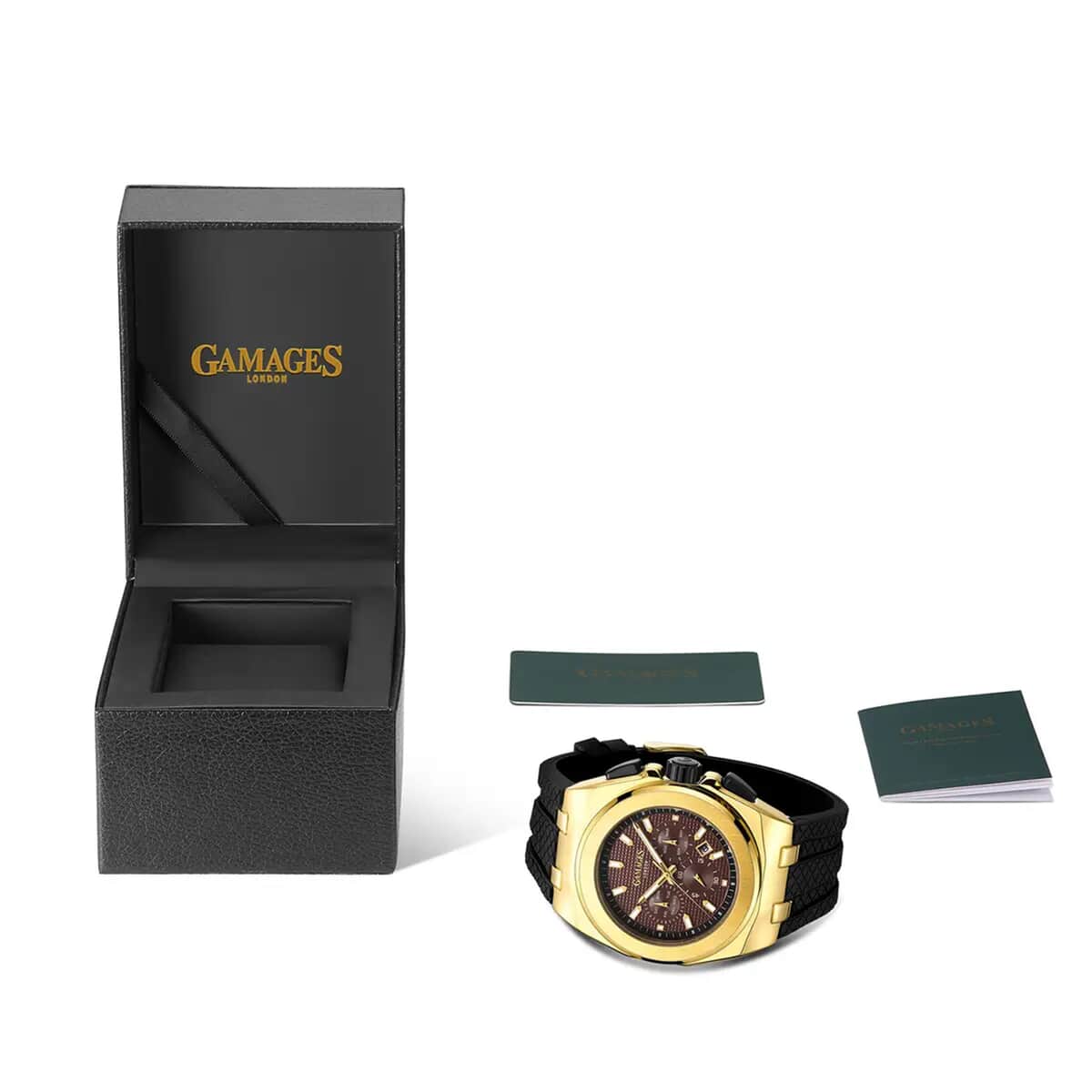 Gamages of London Limited Edition Hand Assembled Commander Automatic Movement Silicone Strap Watch in Gold (48mm) image number 7