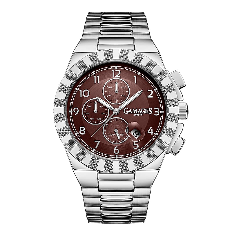 Gamages of London Limited Edition Hand Assembled Distinguish Automatic Movement Watch in Stainless Steel (45mm) FREE GIFT PEN